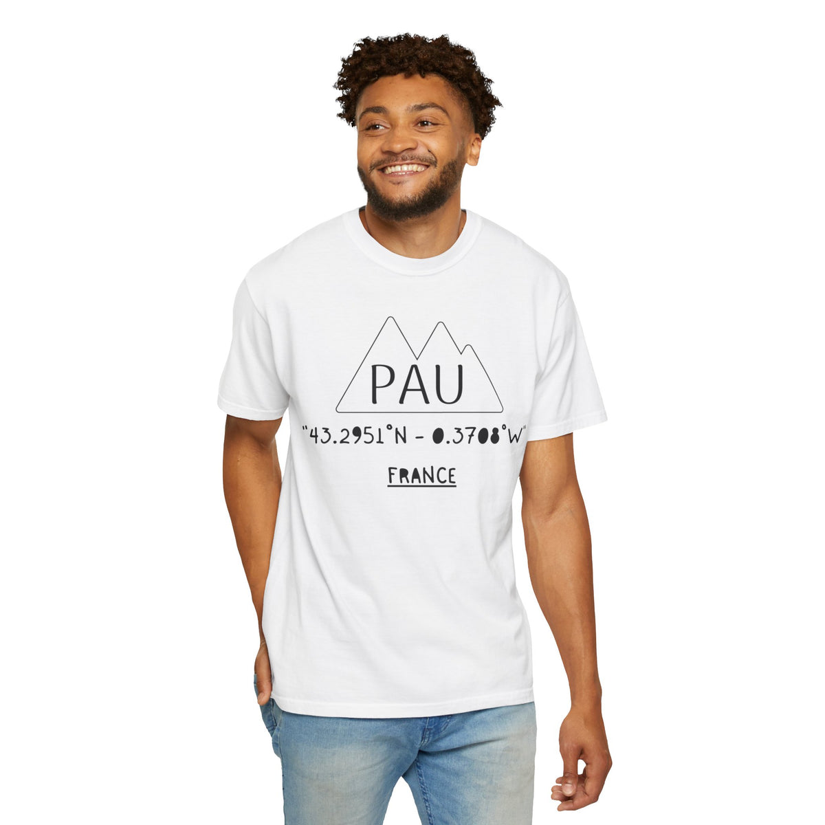 Pau France Coordinates T-Shirt — Minimal Mountain Graphic Travel Tee