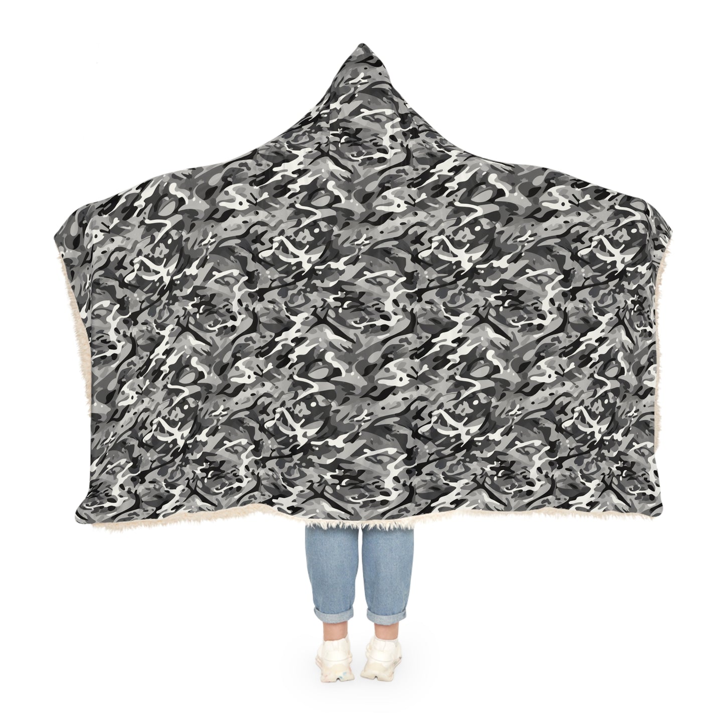 Hooded Blanket - Military Camo Plaid Design