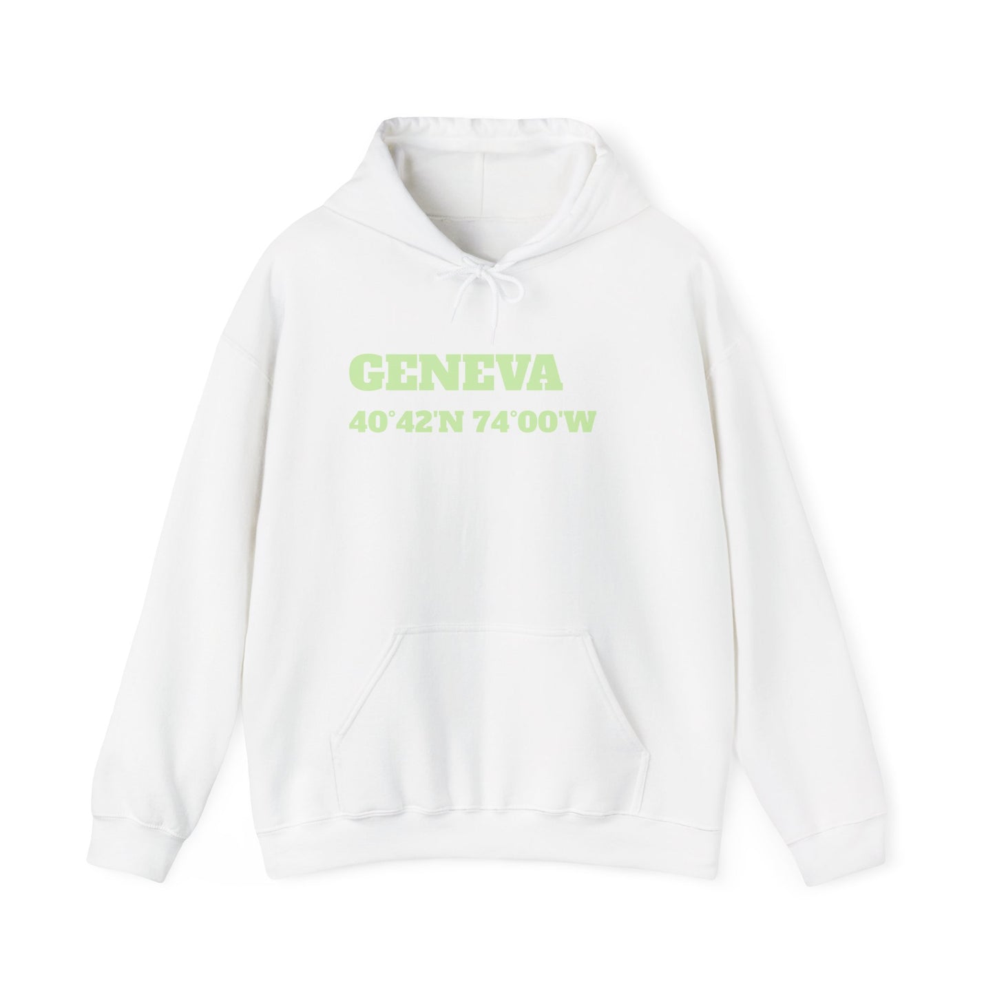 Geneva Coordinates Hoodie — Minimal City Latitude/Longitude Sweatshirt