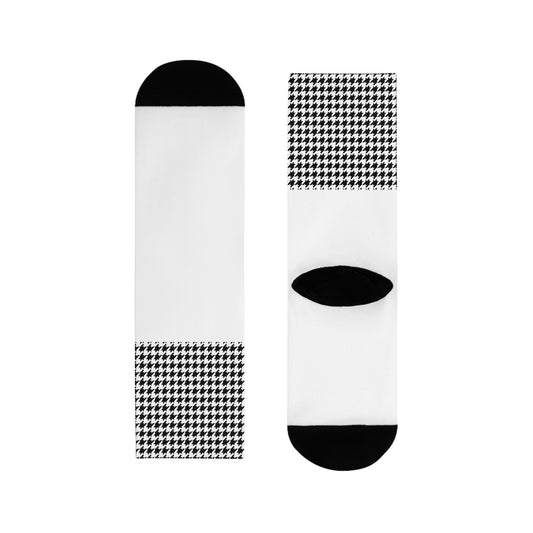Houndstooth Edition Crew Socks — Black & White Classic