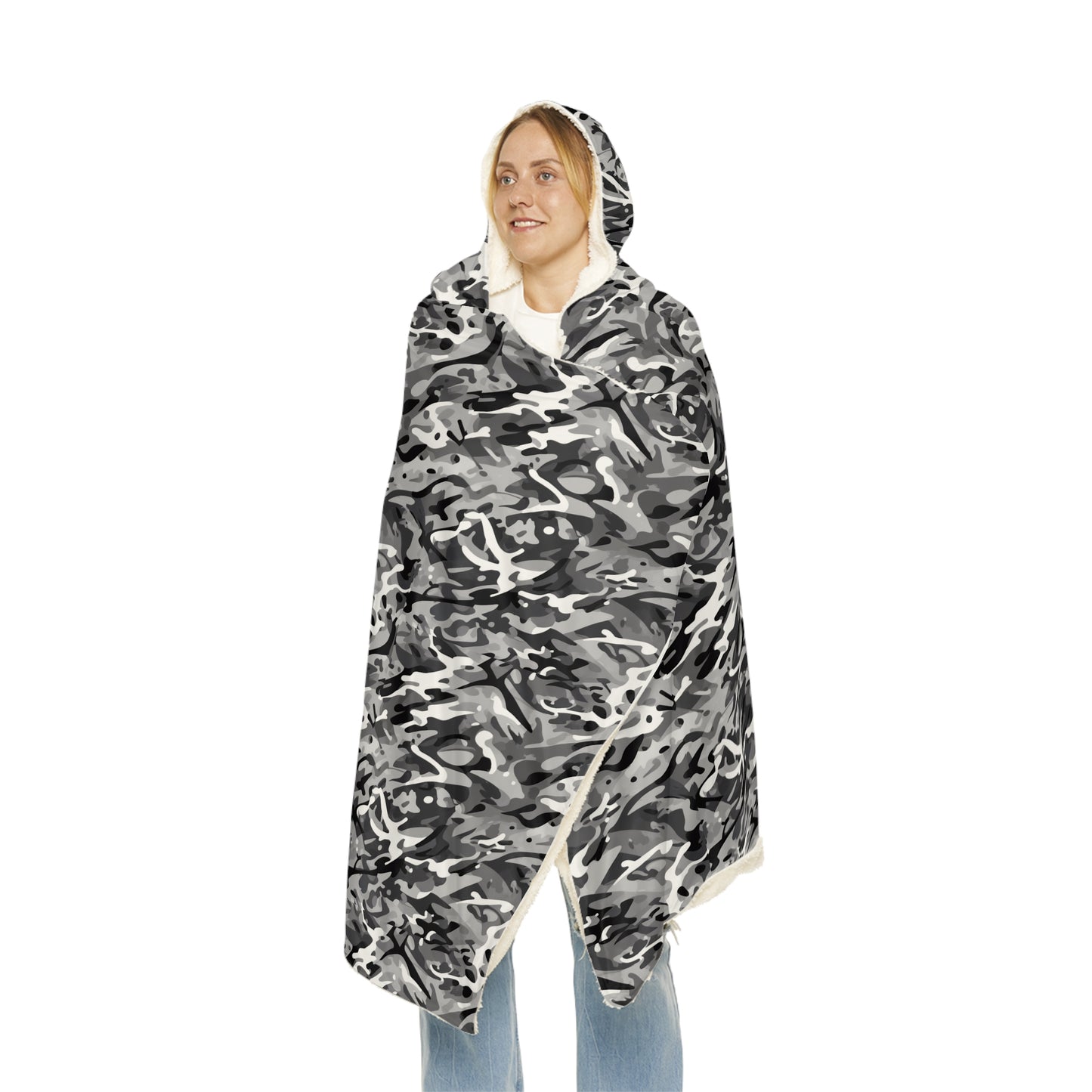 Hooded Blanket - Military Camo Plaid Design
