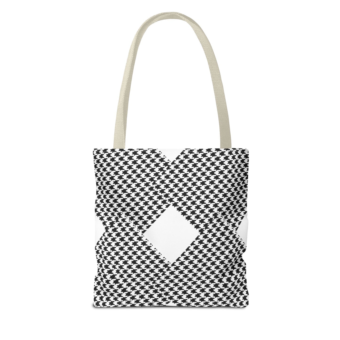 Geometric Houndstooth Diamond Tote Bag – Black & White Patterned Everyday Tote