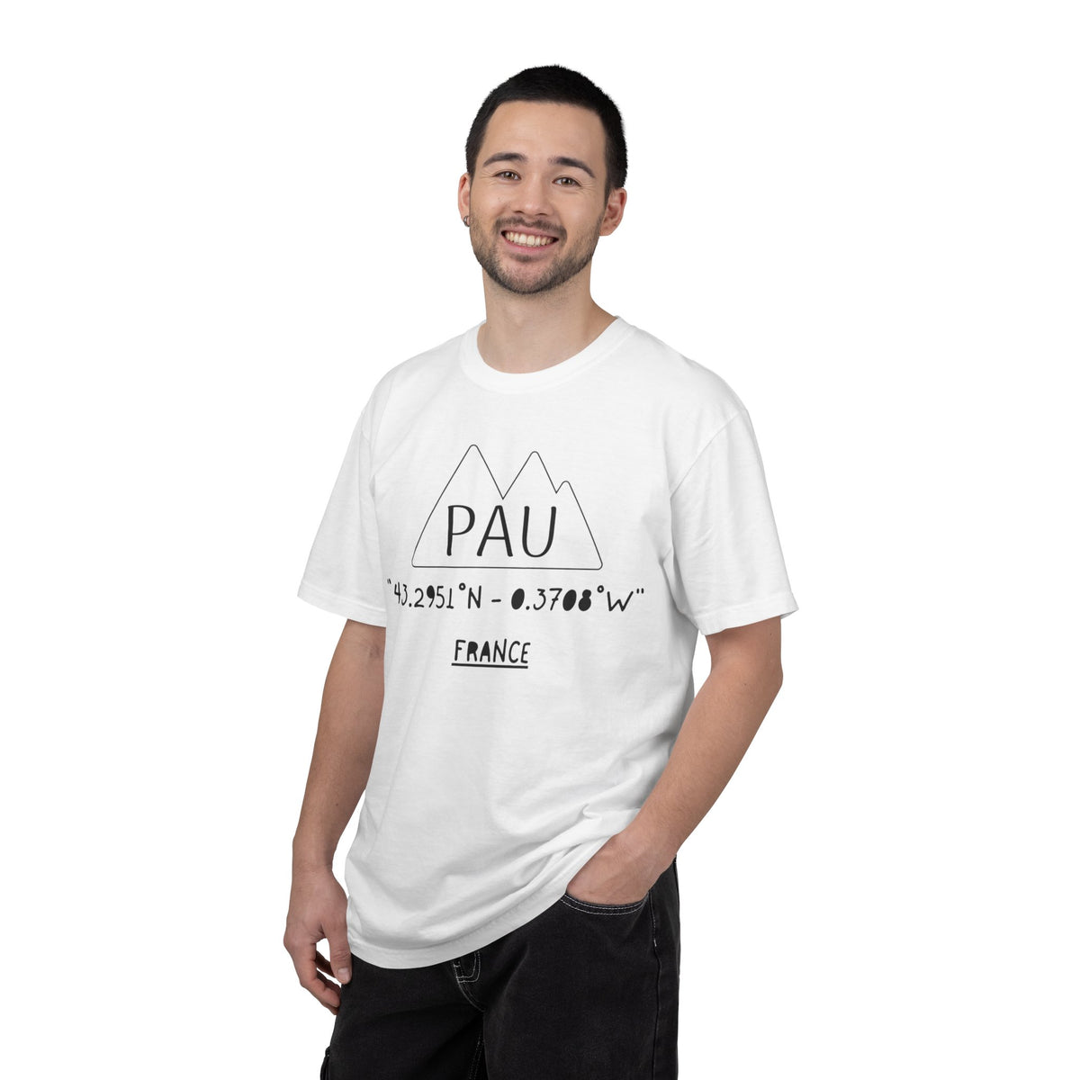 Pau France Coordinates T-Shirt — Minimal Mountain Graphic Travel Tee