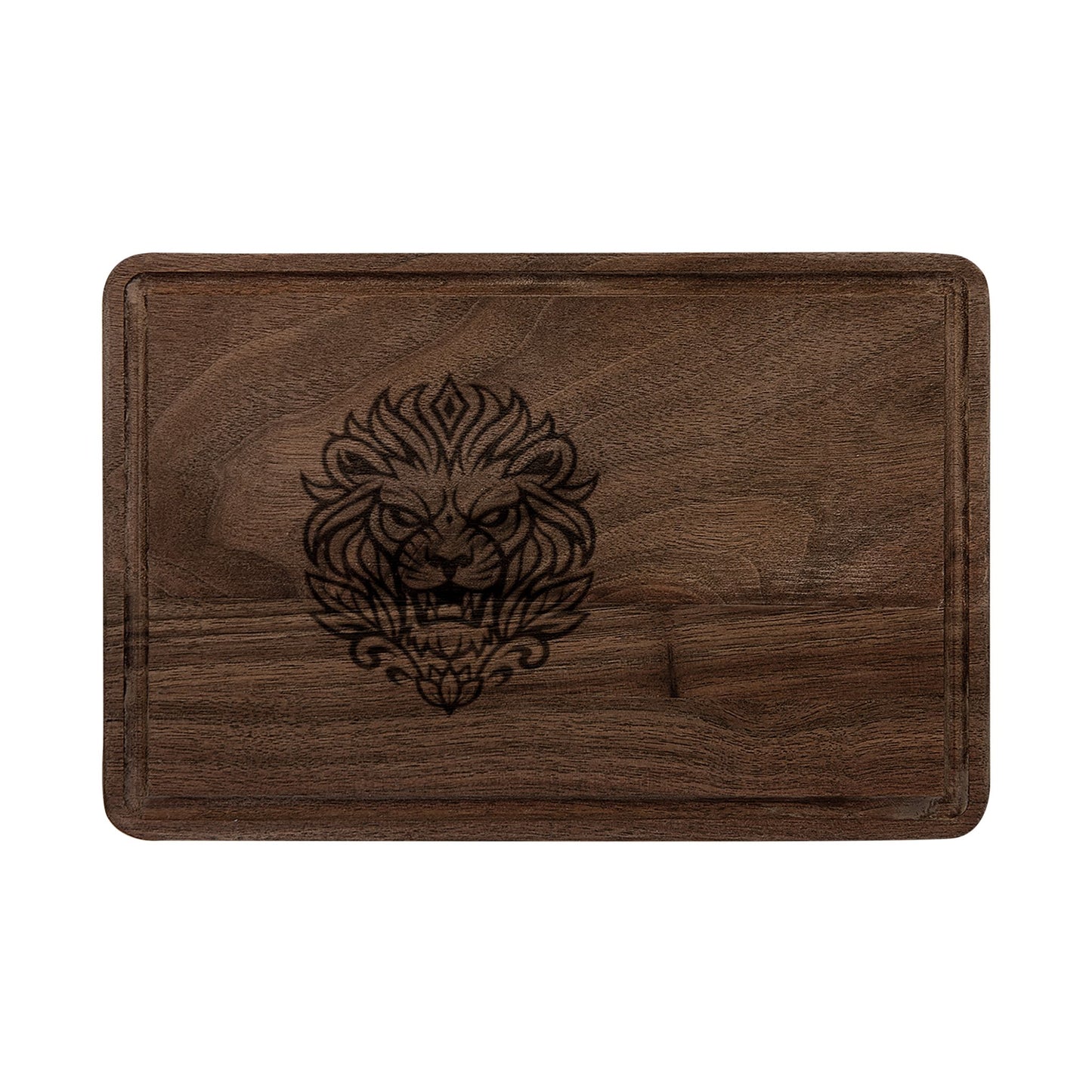 Engraved Walnut Cutting Board — Round Floral Crest Design, Personalized Kitchen Gift