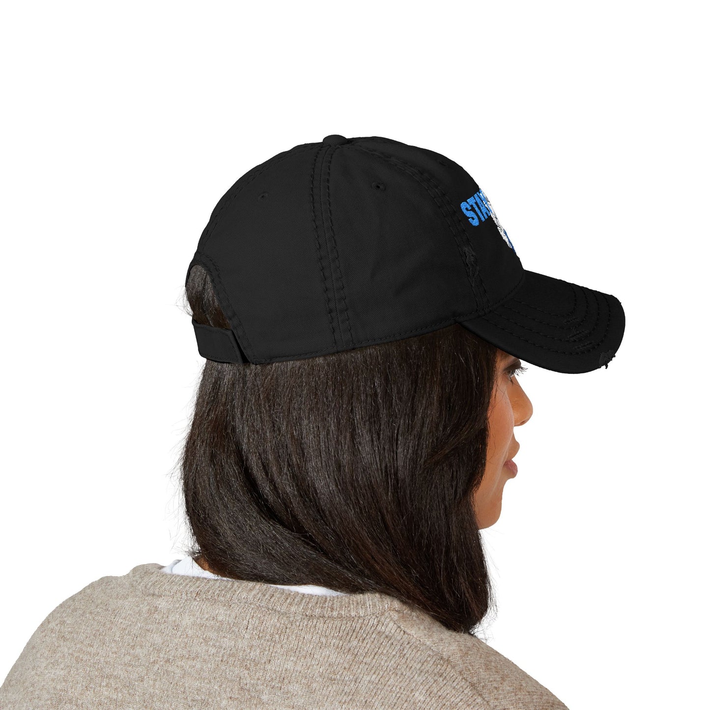 Stay Cool Distressed Dad Hat — Embroidered Floral Ice Design