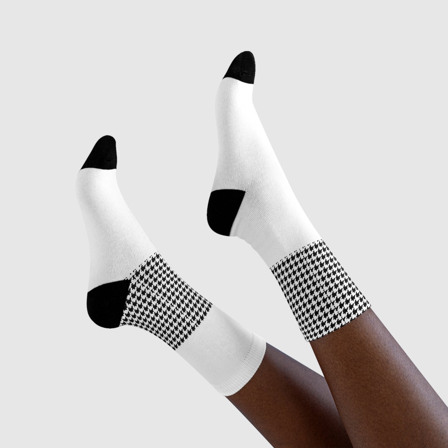 Houndstooth Edition Crew Socks — Black & White Classic