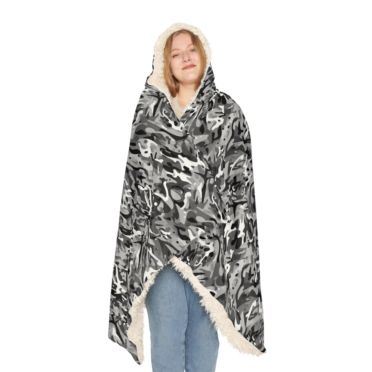 Hooded Blanket - Military Camo Plaid Design