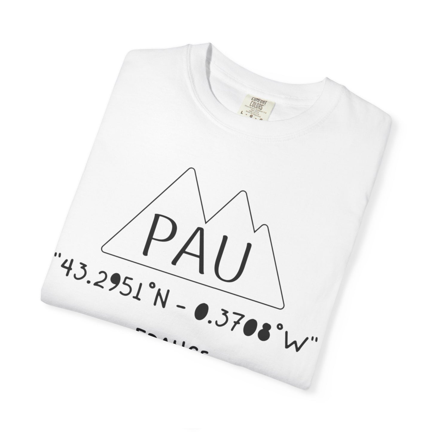 Pau France Coordinates T-Shirt — Minimal Mountain Graphic Travel Tee