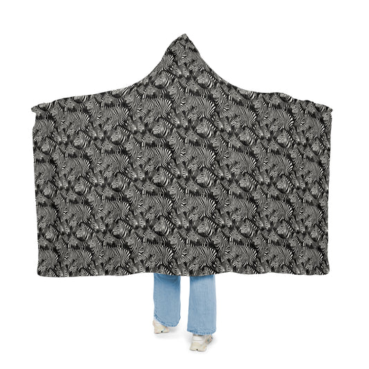 Plaid à capuche polaire/sherpa personnalisable. Design "Zebra".