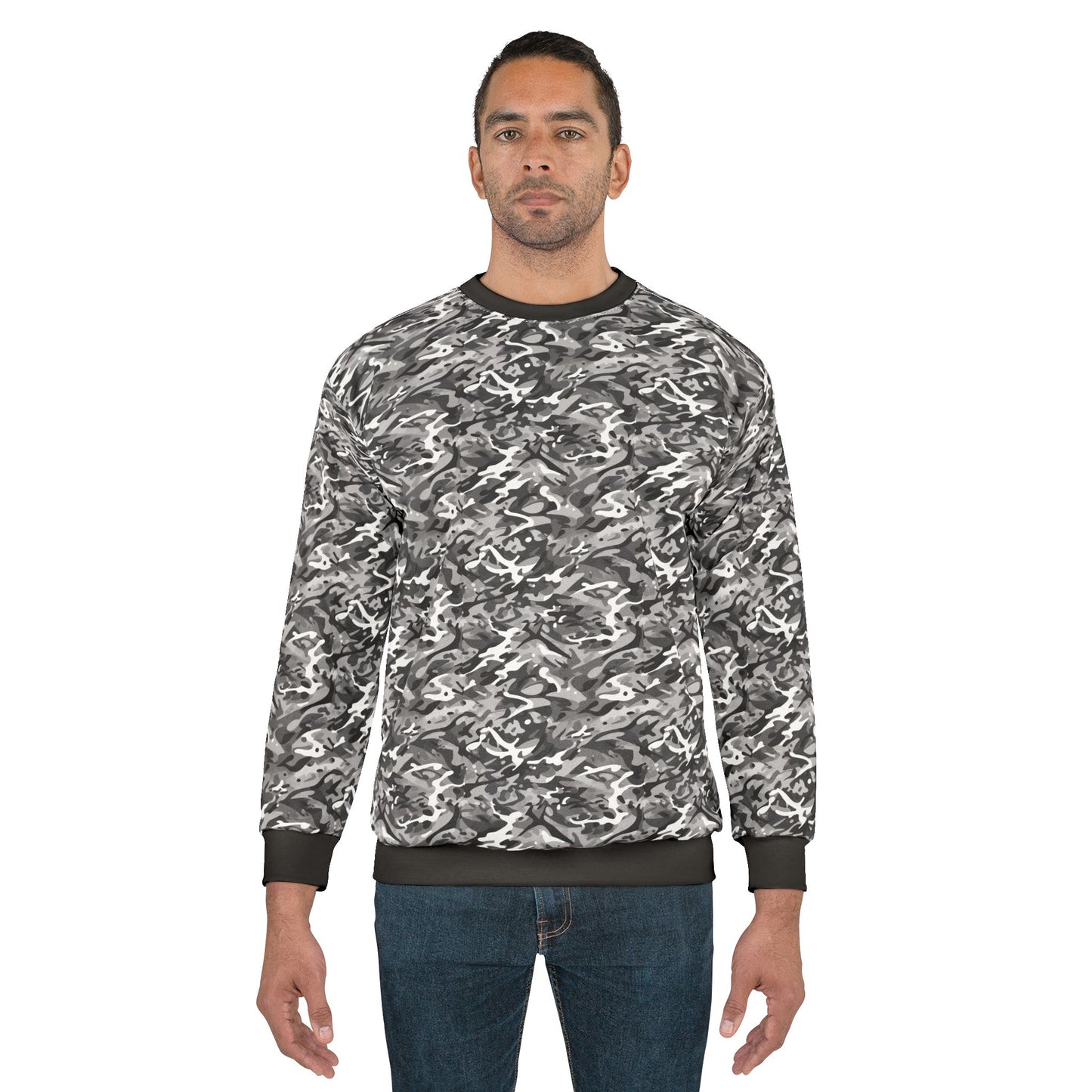 Urban Camo Unisex Sweatshirt, Trendy Graphic Pullover, Casual Streetwear, Stylish Layering Piece, Cozy Gift for All Occasions