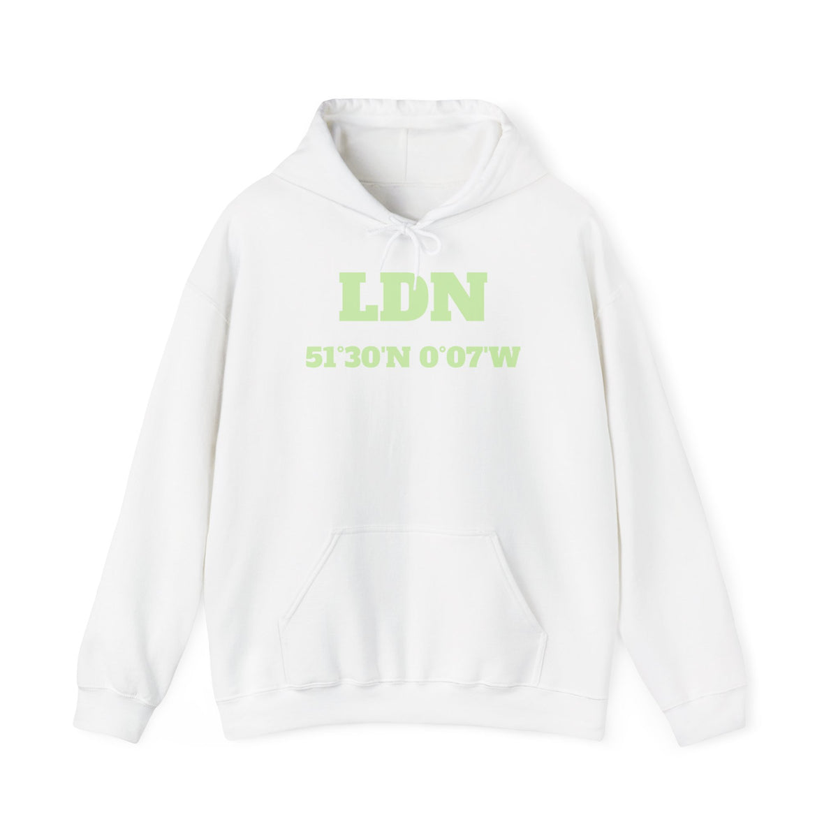 LDN Coordinates Hoodie — London 5130′N 007′W Minimal City Sweatshirt