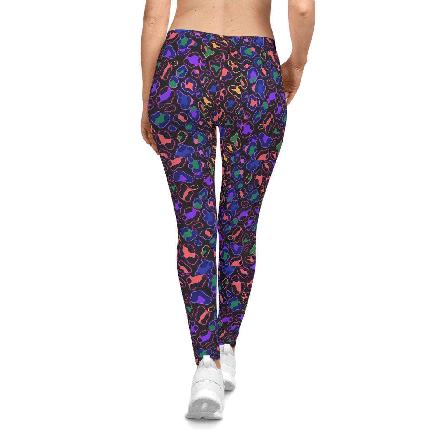 Neon Leopard Print Leggings — Colorful All-Over-Print Women's Leggings