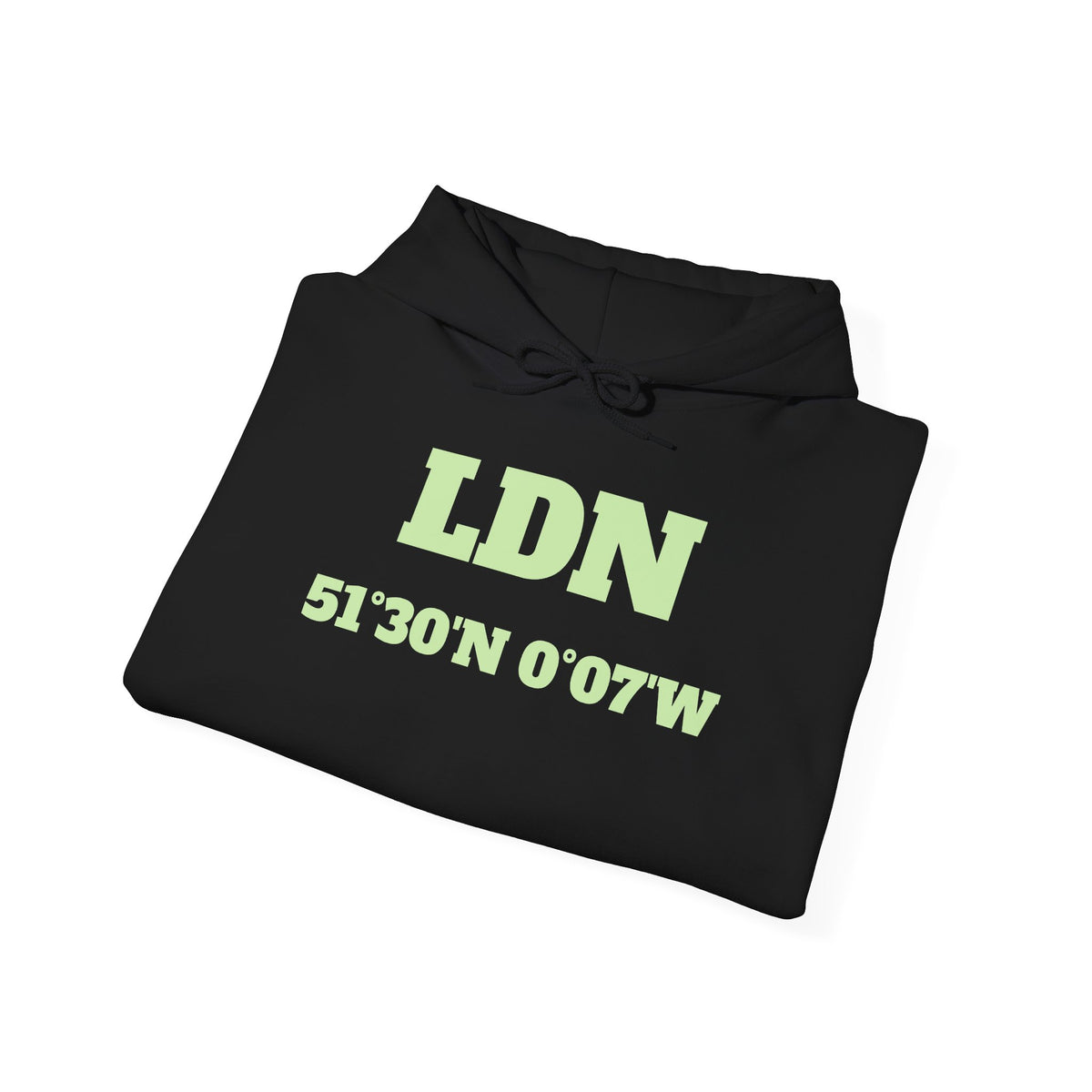 LDN Coordinates Hoodie — London 5130′N 007′W Minimal City Sweatshirt