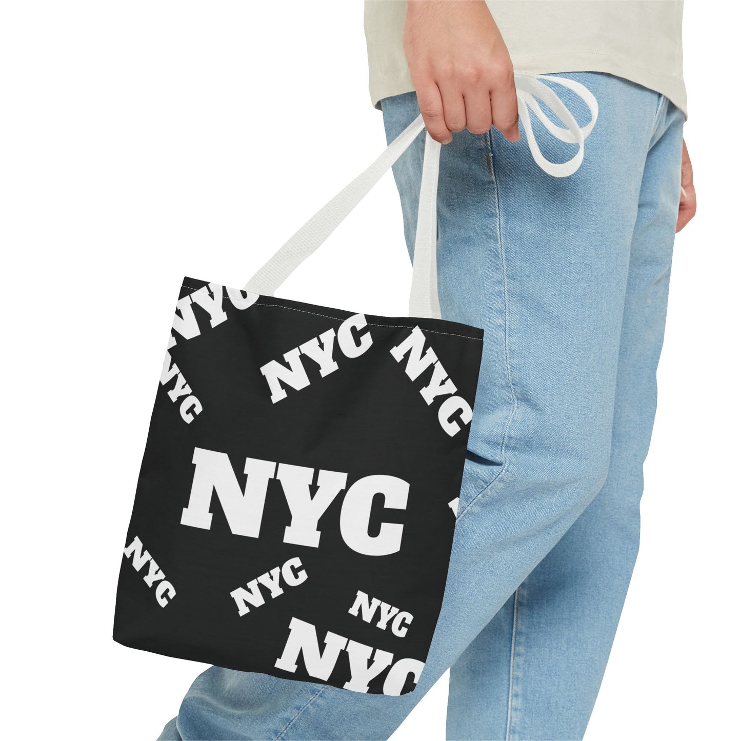 NYC Repeat Logo Tote Bag — Black City Graphic Tote