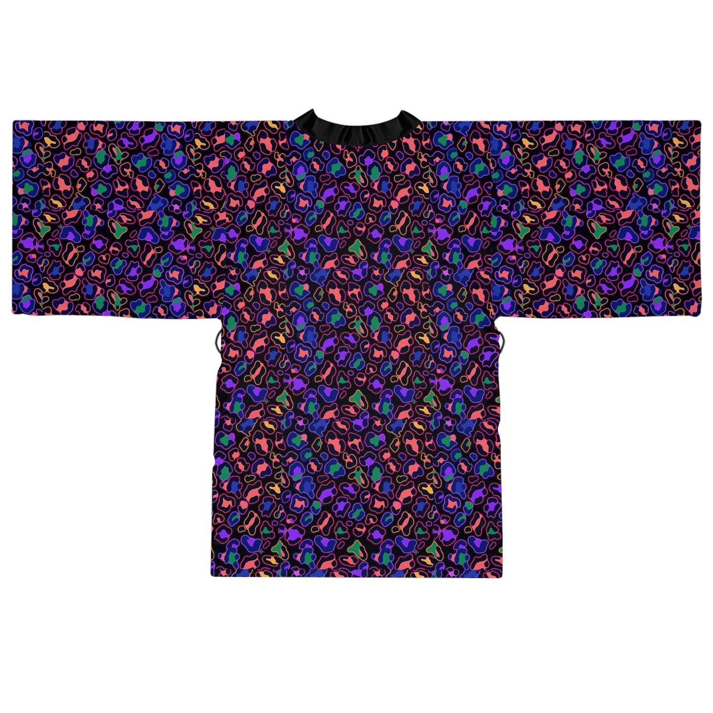 Leopard Heart Kimono Robe — Vibrant Rainbow Animal Print Lounge Robe