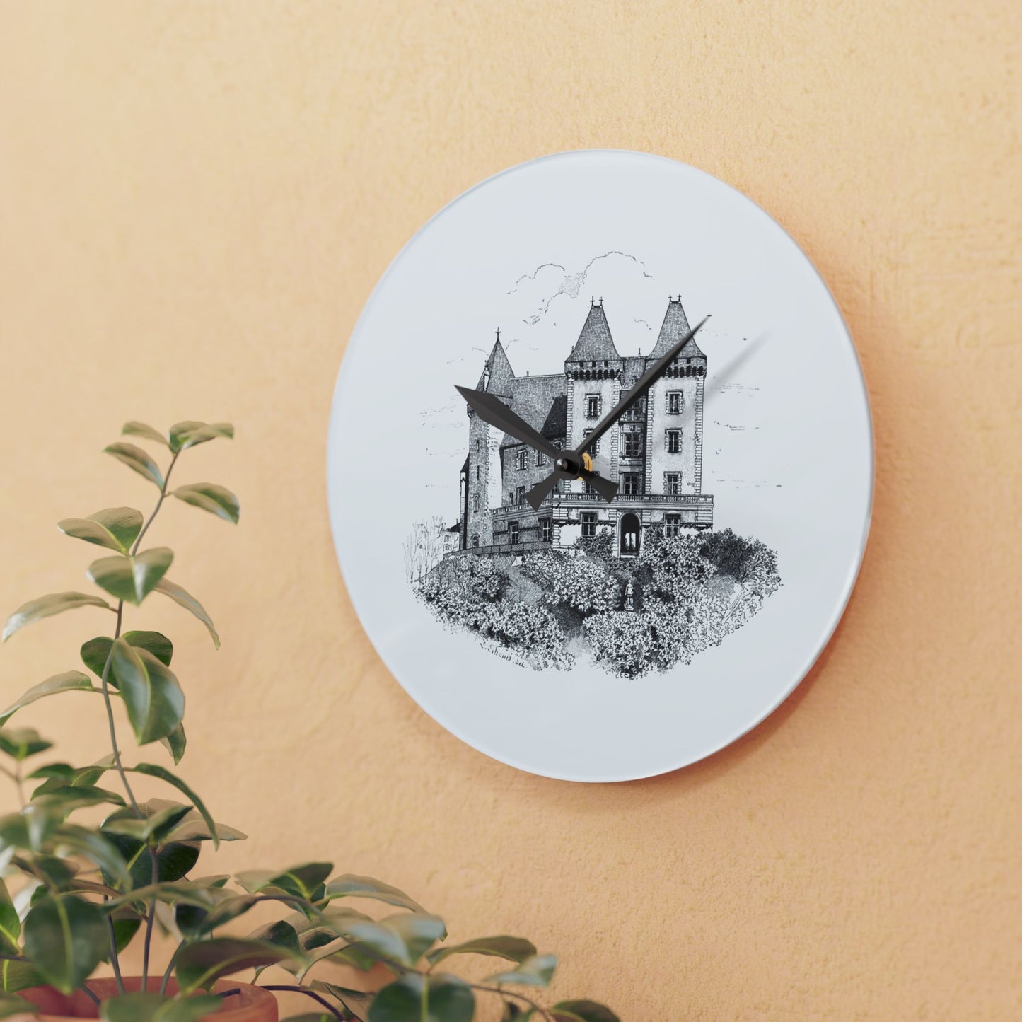 Horloge Murale personnalisable design Vintage "Château D'HENRI V"