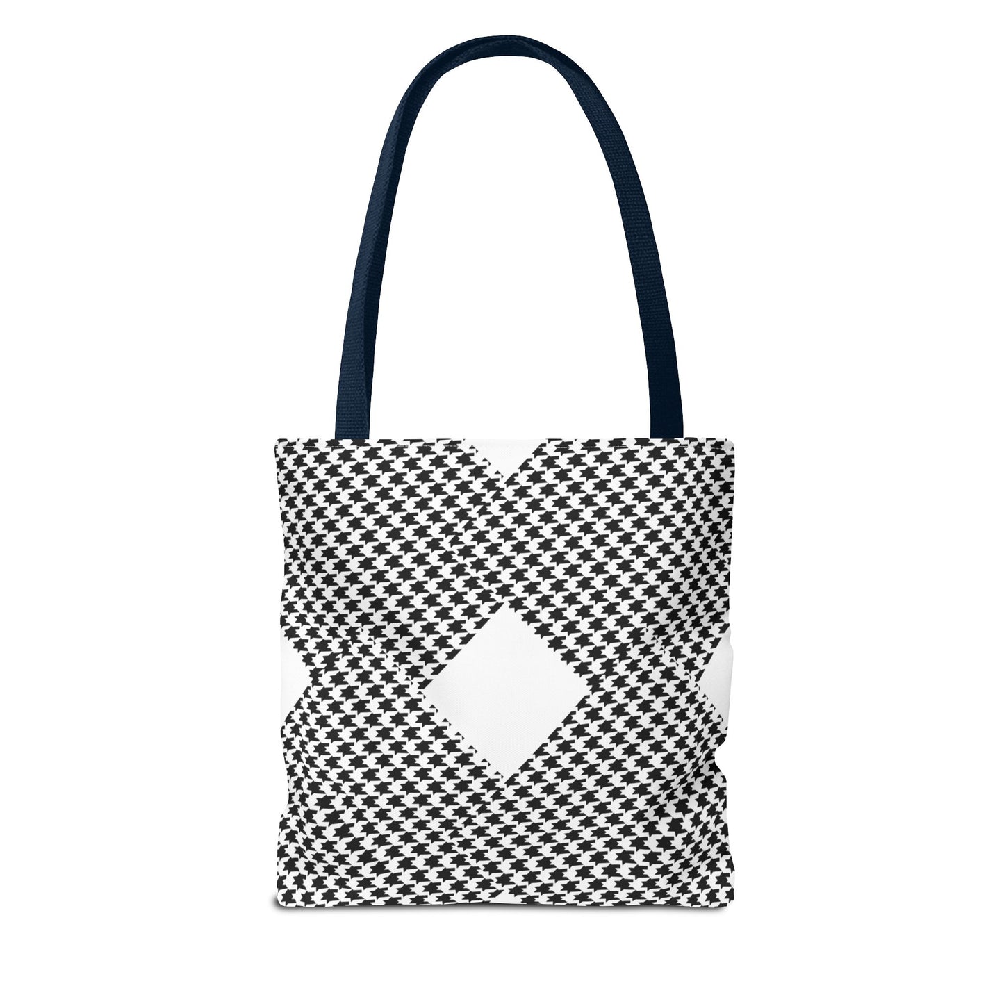 Geometric Houndstooth Diamond Tote Bag – Black & White Patterned Everyday Tote