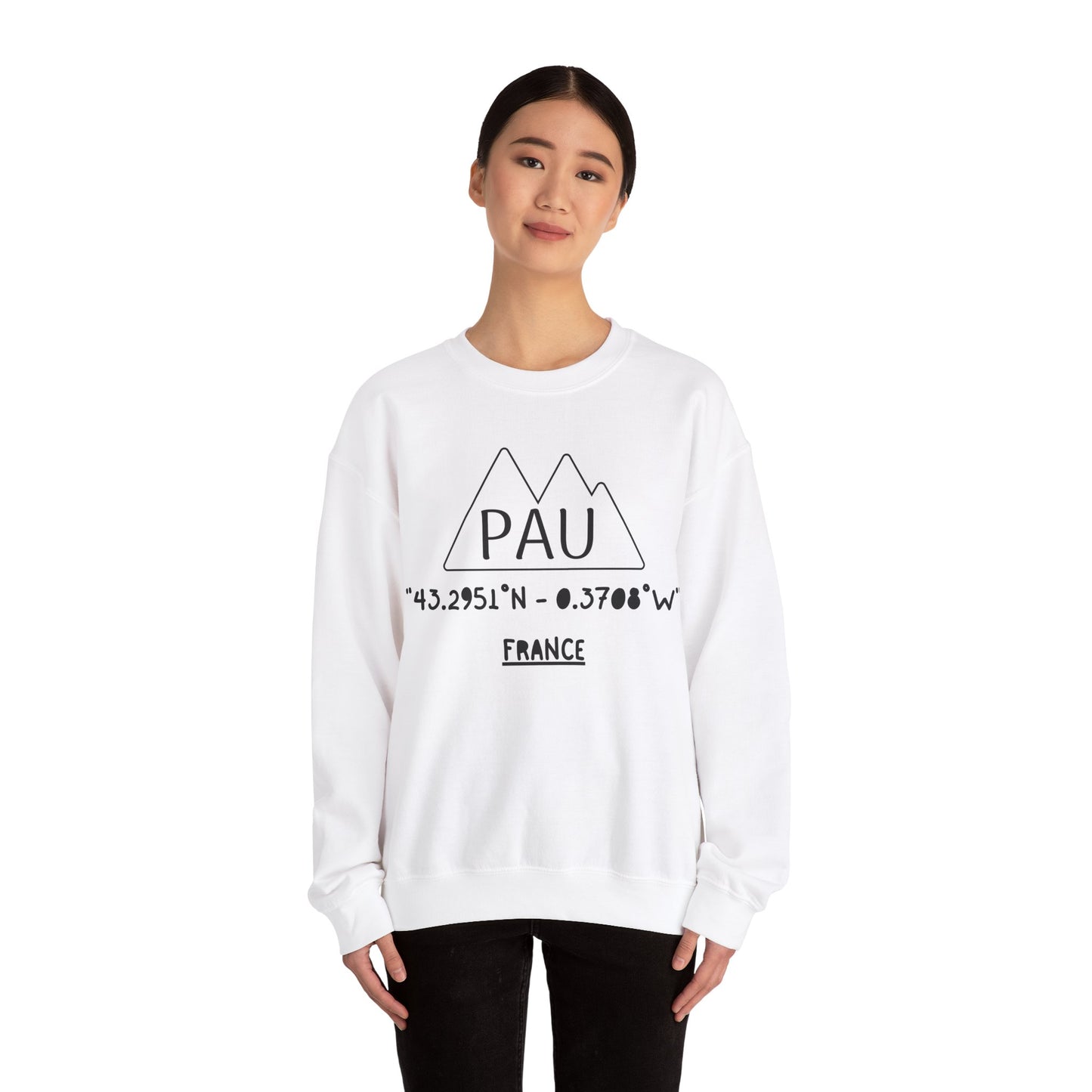 "Pau, France" Unisex Heavy Blend™ Crewneck Sweatshirt - Cozy Mountain Escape