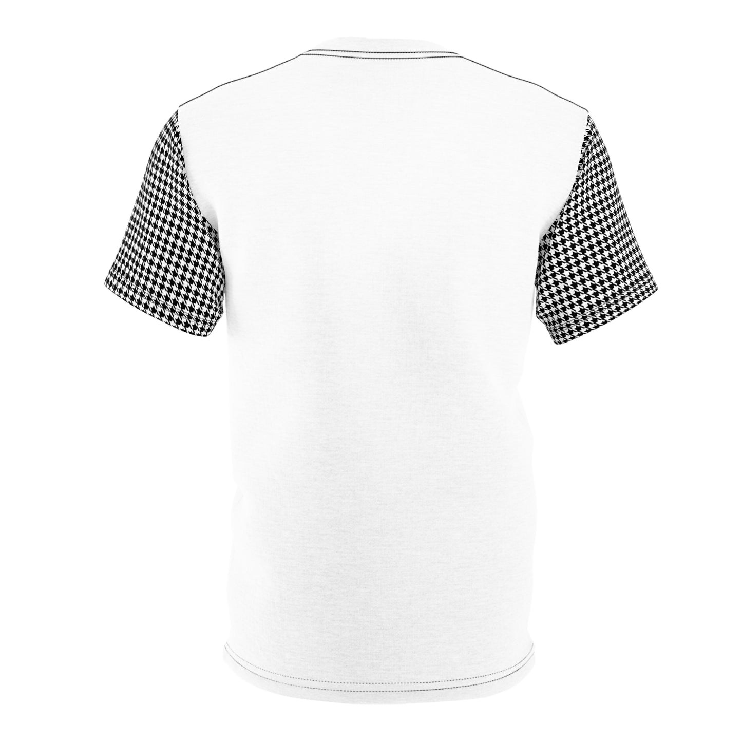 Gingham Sleeve Cut & Sew Tee — Black Check Short-Sleeve Shirt