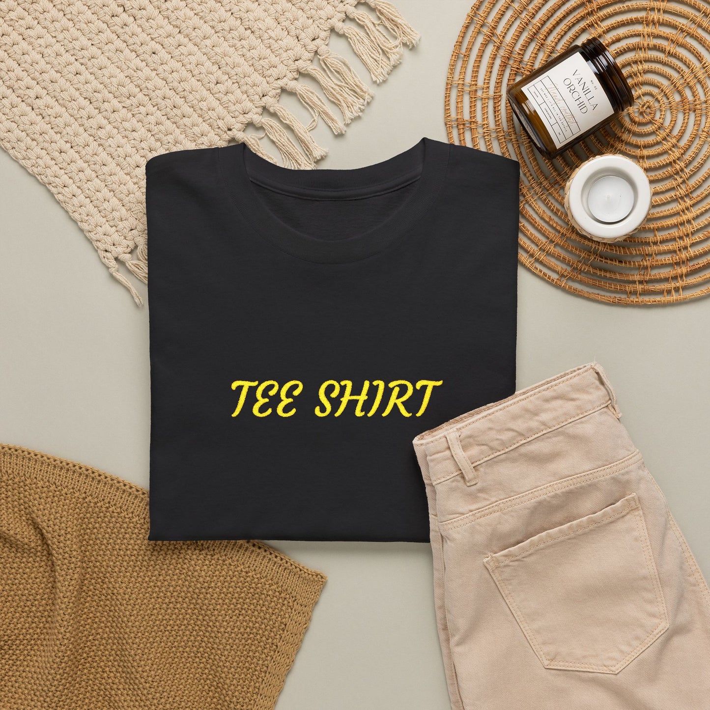 T-Shirt — Minimal Gold Script "TEE SHIRT" Graphic Tee