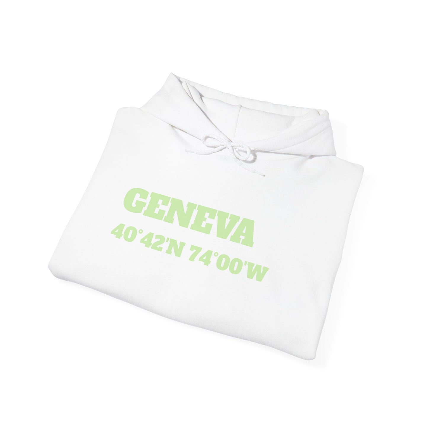 Geneva Coordinates Hoodie — Minimal City Latitude/Longitude Sweatshirt