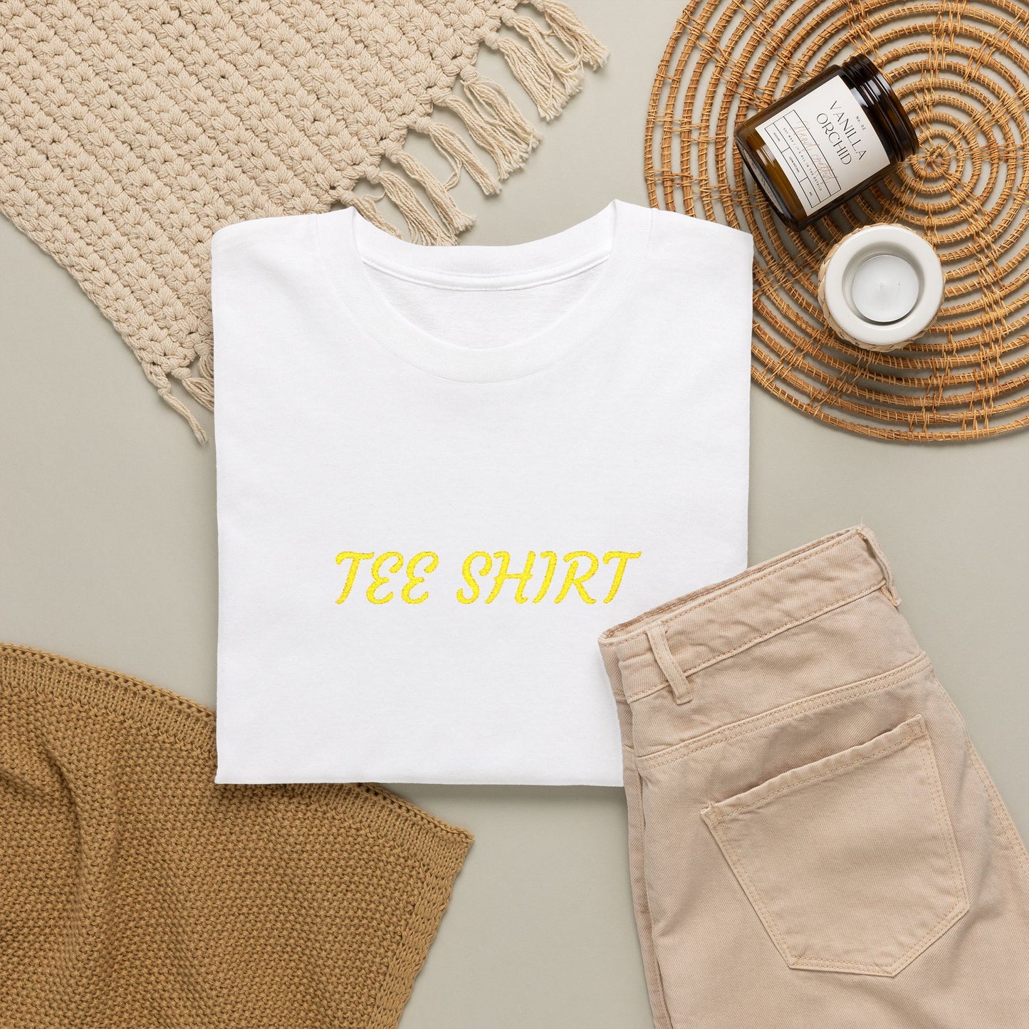 T-Shirt — Minimal Gold Script "TEE SHIRT" Graphic Tee