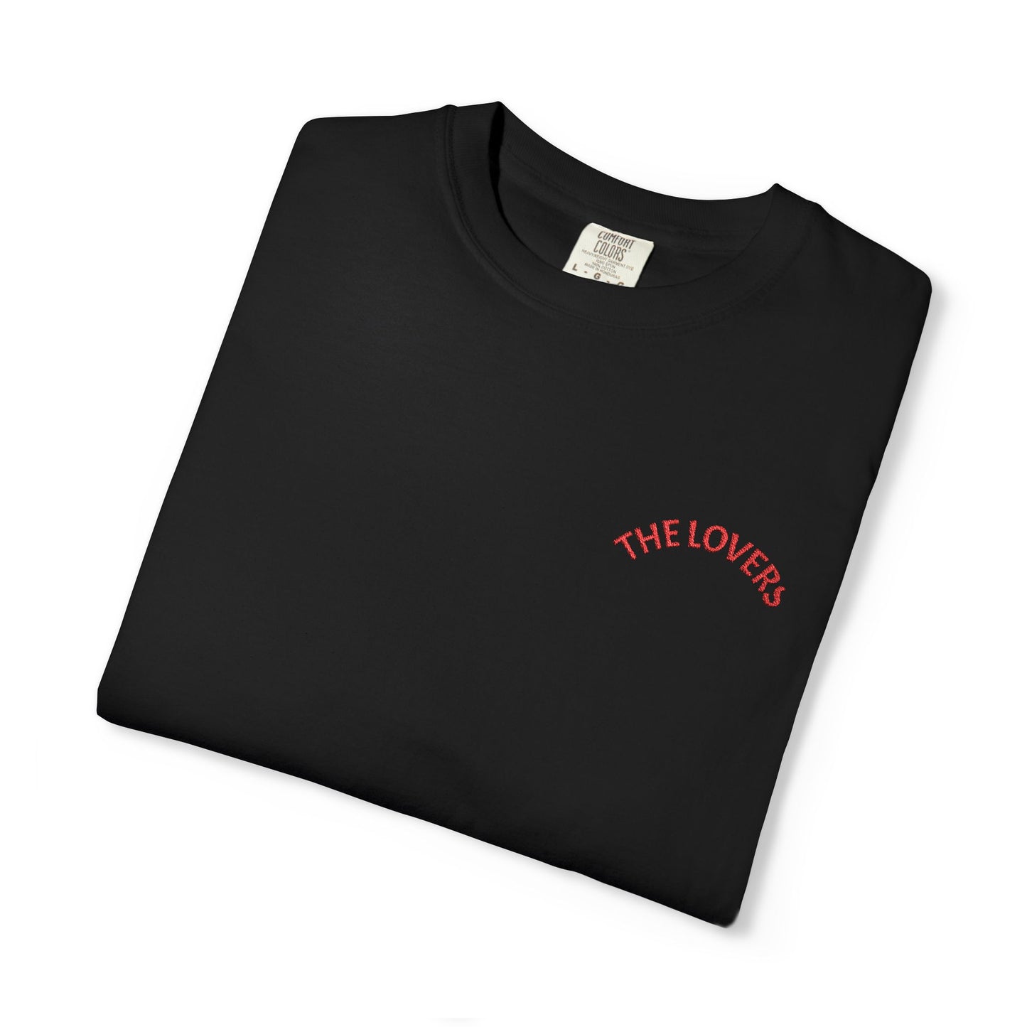 The Lovers chest script T-shirt | small red text