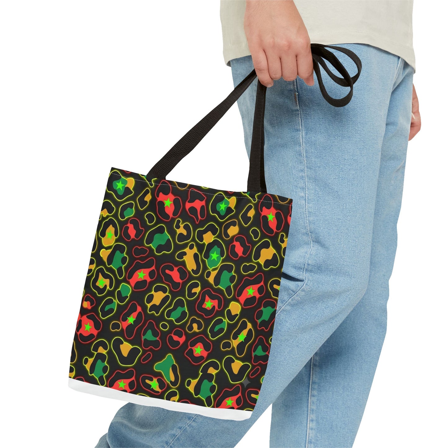 Rasta Leopard Print Tote Bag – Colorful Reggae-Inspired Print