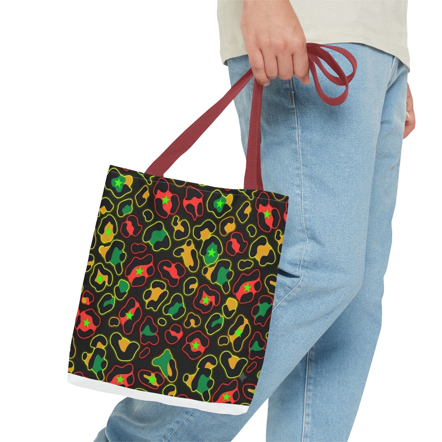 Rasta Leopard Print Tote Bag – Colorful Reggae-Inspired Print