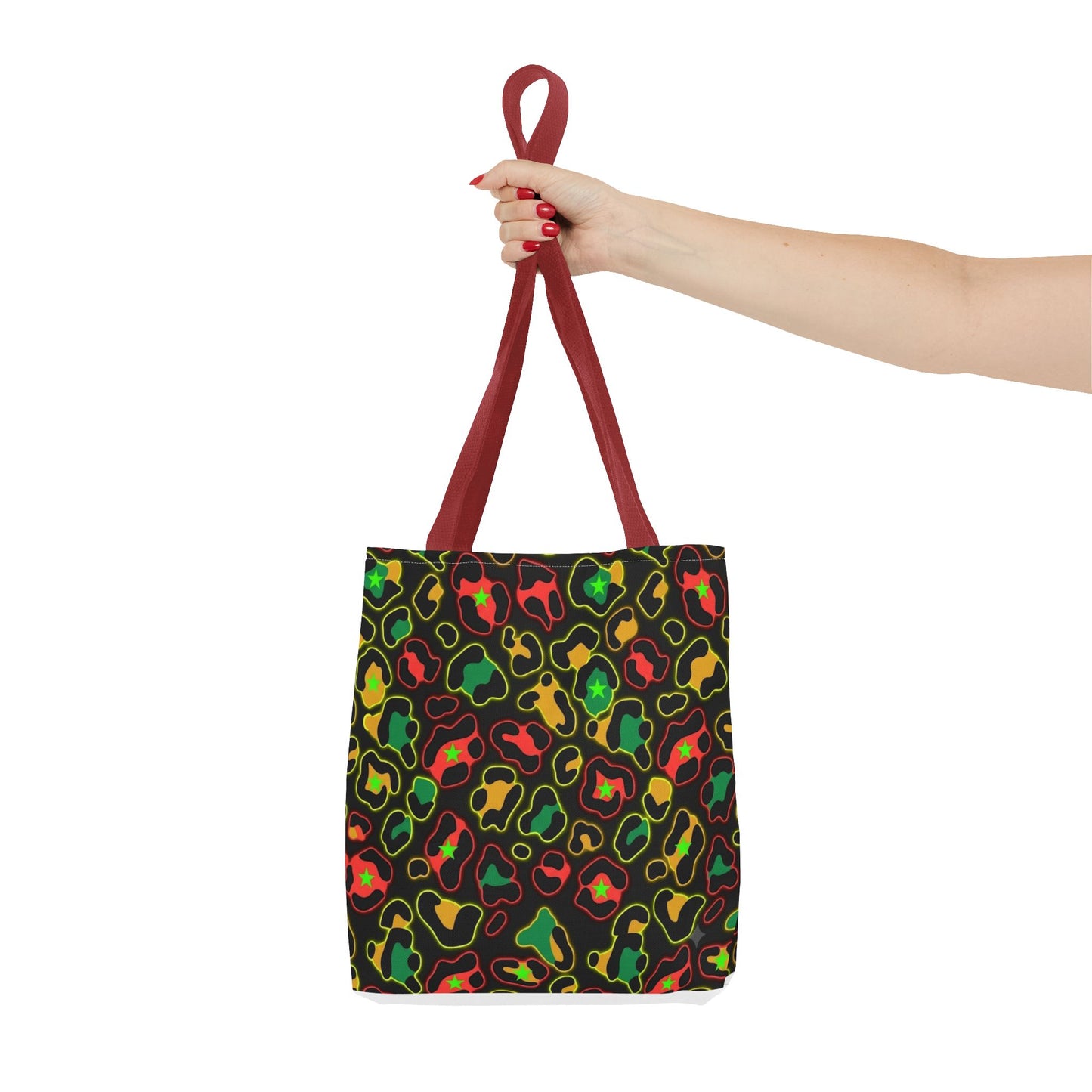 Rasta Leopard Print Tote Bag – Colorful Reggae-Inspired Print