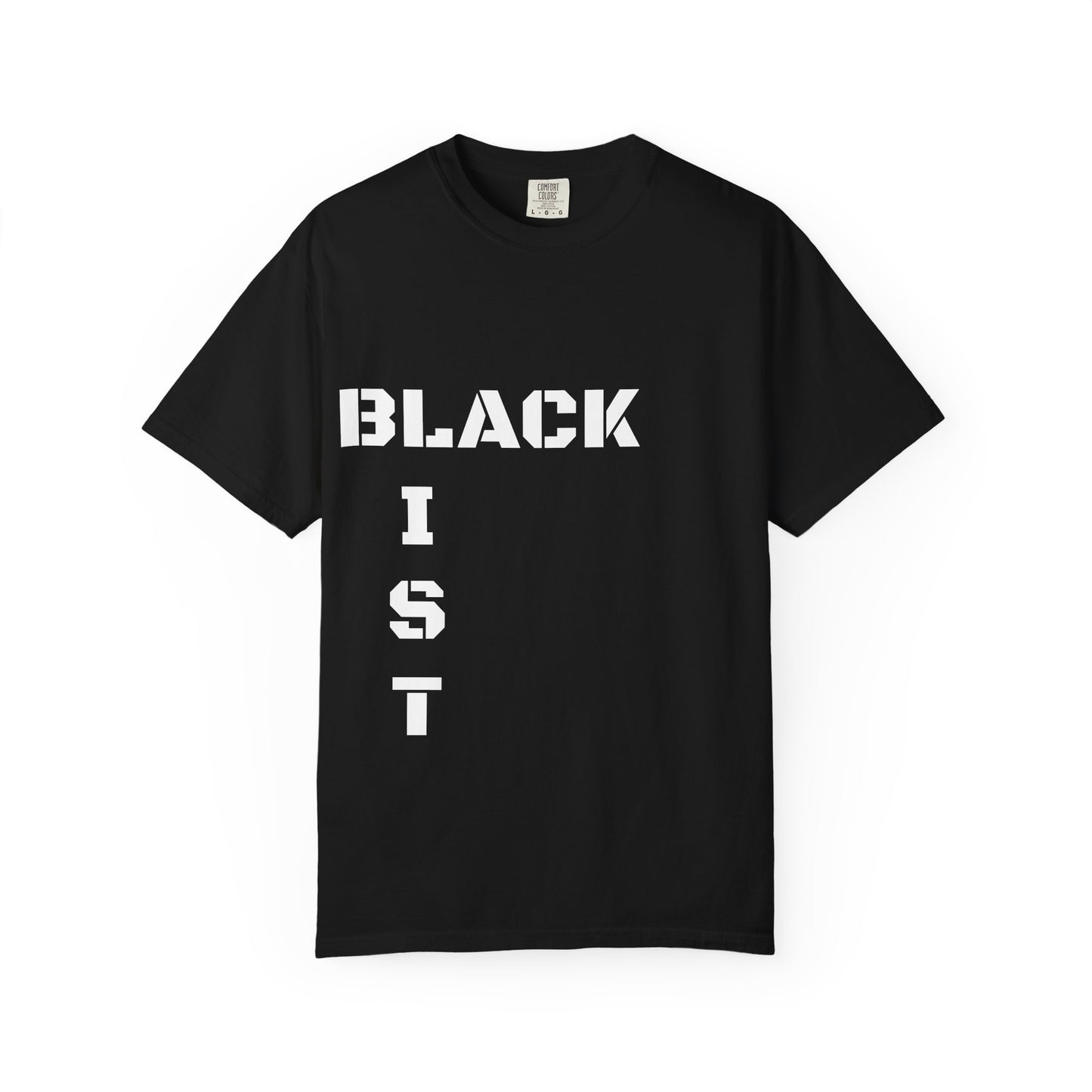 Blackist Vertical Stencil Tee — Bold Black Pride T-Shirt