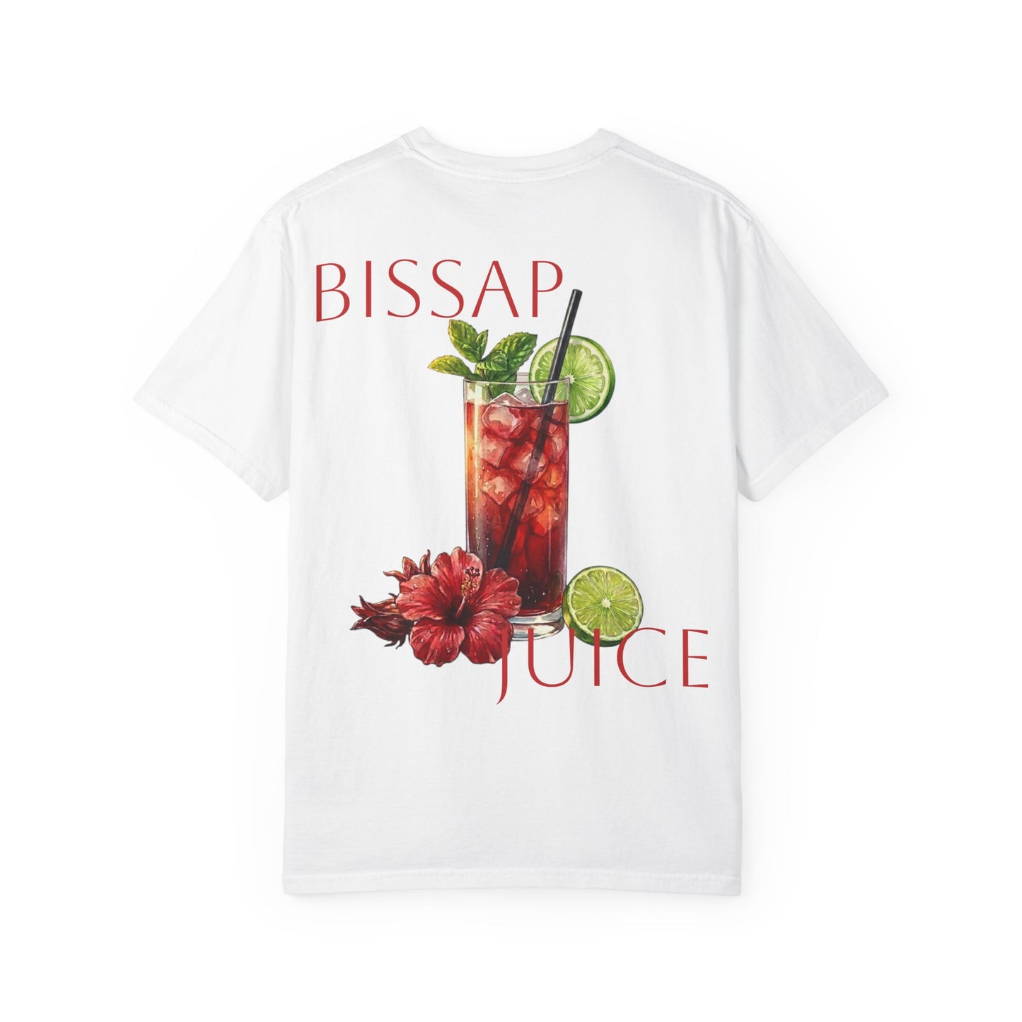 Cotton white T-Shirt — Hibiscus Bissap Juice Tropical Drink Tee