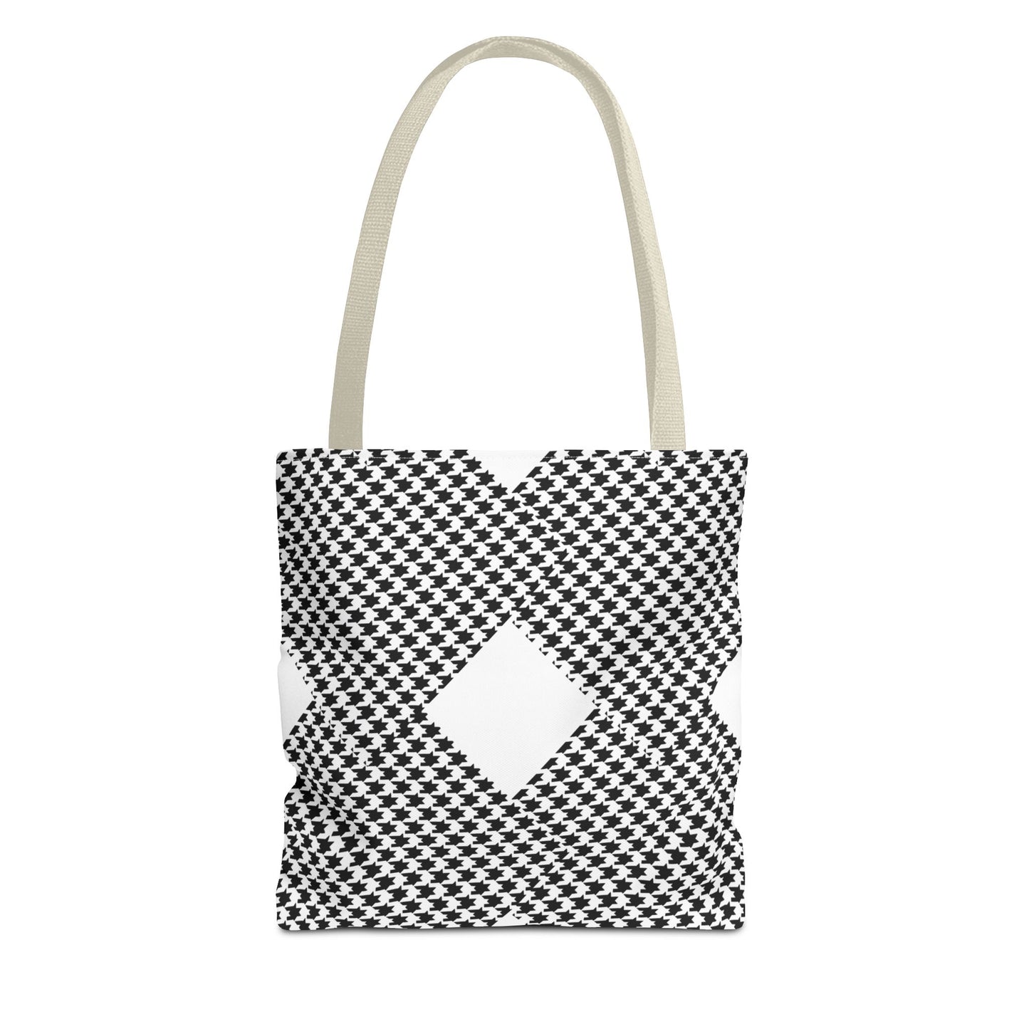 Geometric Houndstooth Diamond Tote Bag – Black & White Patterned Everyday Tote