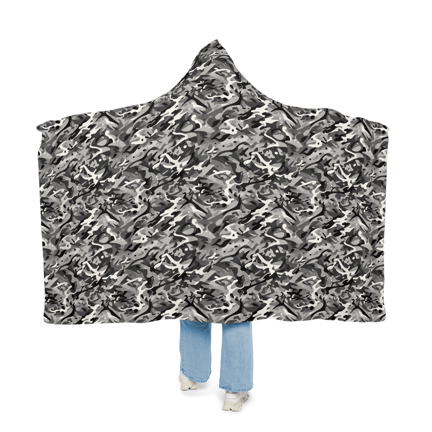 Hooded Blanket - Military Camo Plaid Design