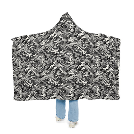 Hooded Blanket - Military Camo Plaid Design