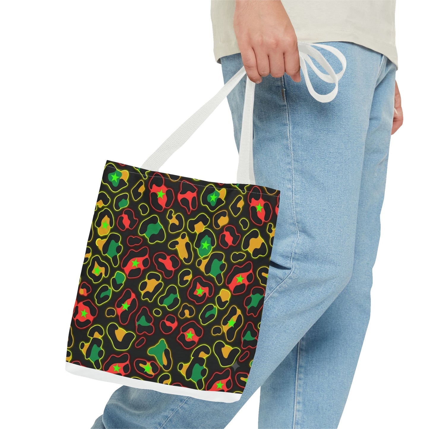 Rasta Leopard Print Tote Bag – Colorful Reggae-Inspired Print