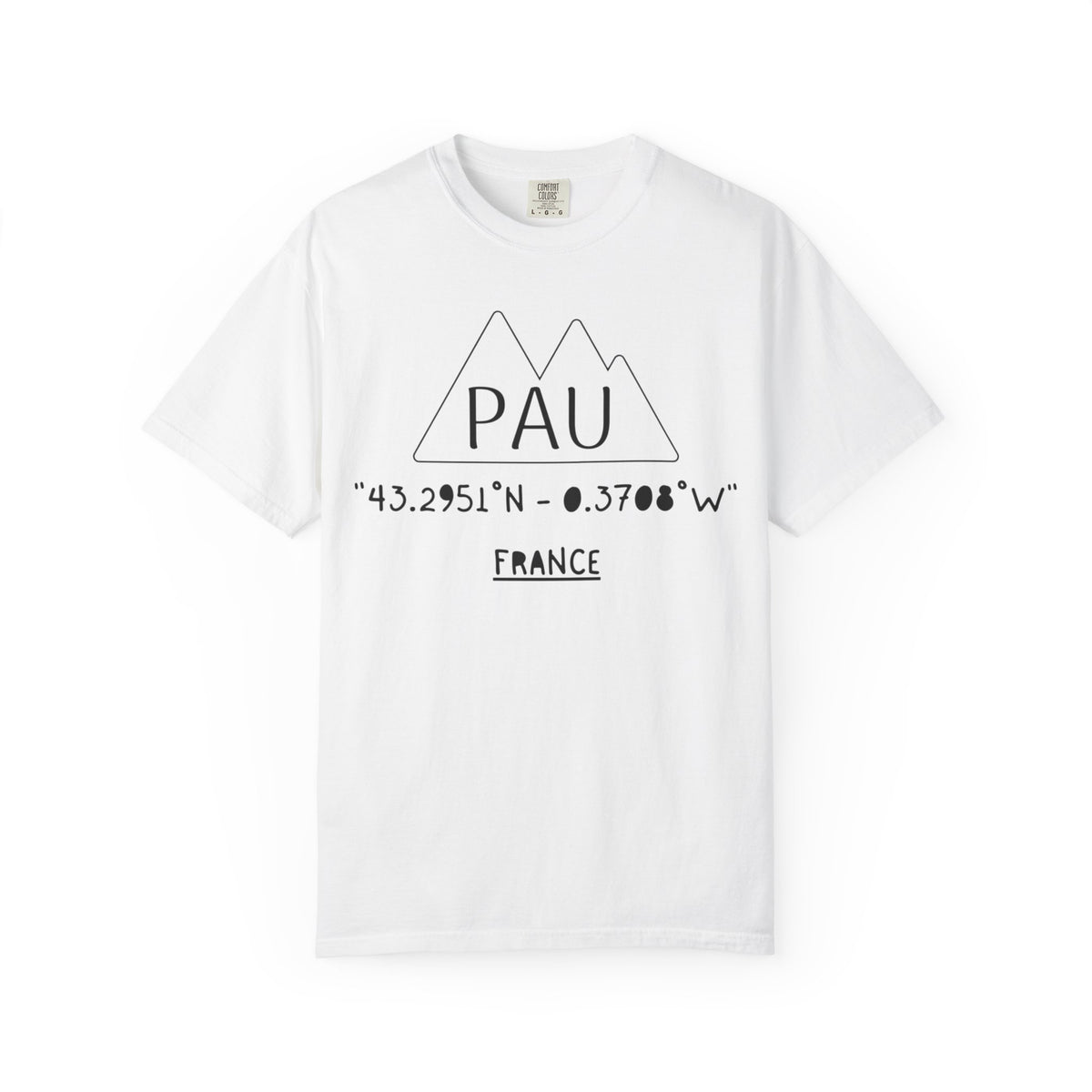 Pau France Coordinates T-Shirt — Minimal Mountain Graphic Travel Tee